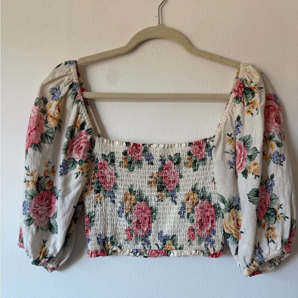 Forever 21 Puff Sleeve Floral Blouse
